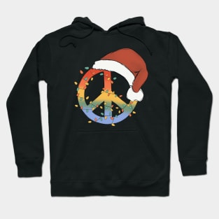 Peace Symbol Christmas Light Santa Hat Hoodie